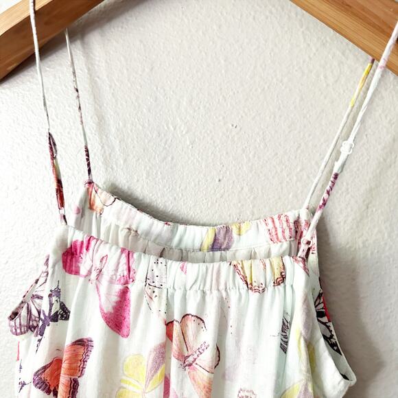 Hale Bob Butterfly 100% Linen Midi Spaghetti Strap Sun Dress women's size small - Picture 8 of 12